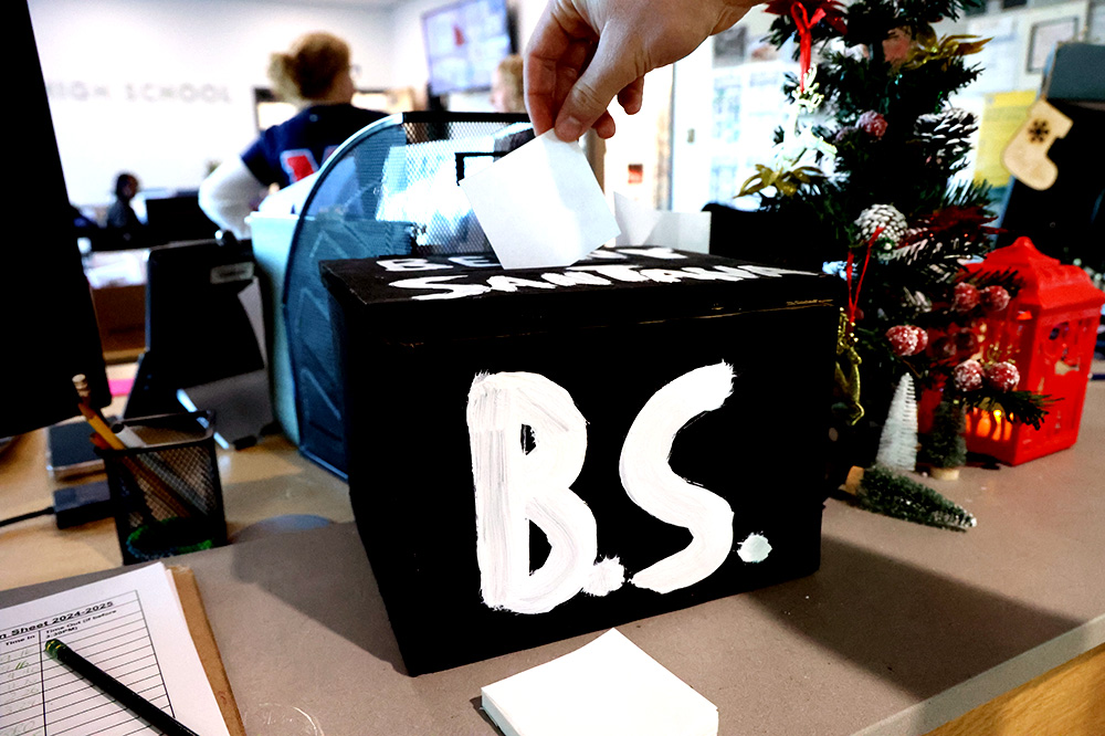 The B.S. Box is located in the front office for students to access easily. The B.S. box is part of a larger goal that senior presidents Benny Wilson and Santana Apodaca have to engage with the student body and their needs.