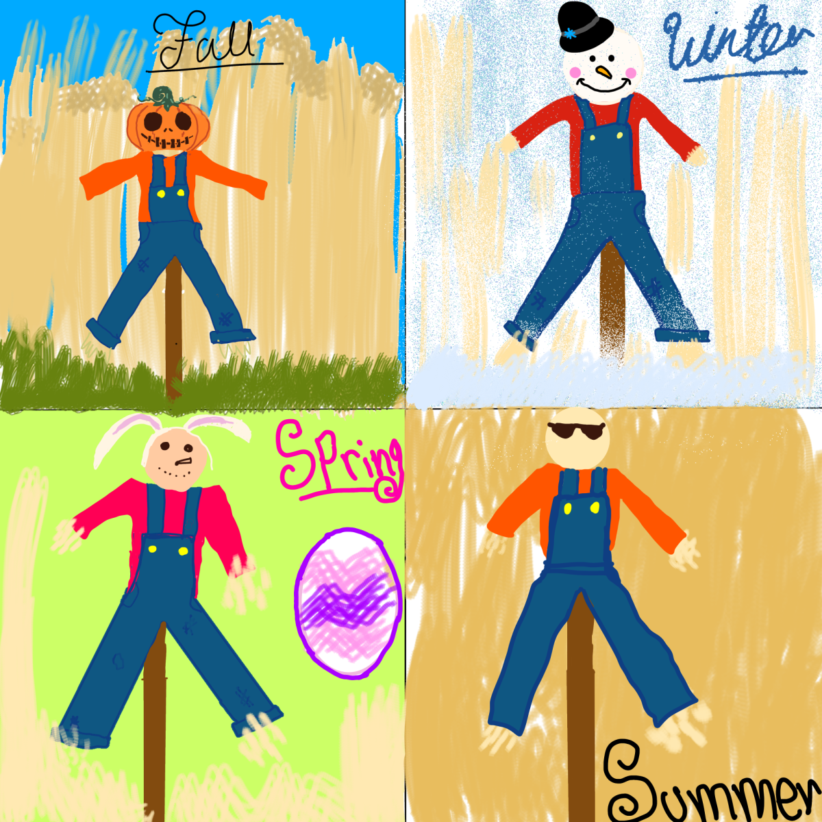 Scarecrow through the seasons
